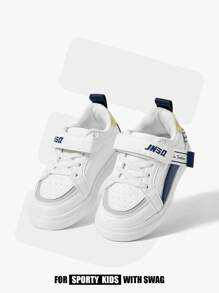 JNSQ Boys Letter Graphic Lace Up Front Hook-and-loop Fastener Skate Shoes For Outdoor