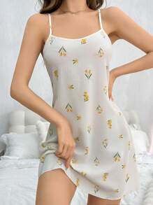 花卉印花细肩带睡裙 睡衣裙 - 彩色 - 查看 3