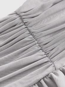 SHEIN MOD Women's Pleated Double-Layered Skirt With Ruffle Hem, Soft And Graceful