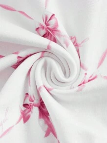 SHEIN MOD Butterfly Printed Bowknot Crop Top Camisole And Shorts Set - Pink - View 4