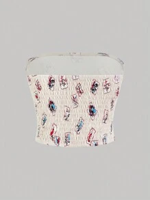 SHEIN Qutie Top tubo casual con estampado de flores Y2K