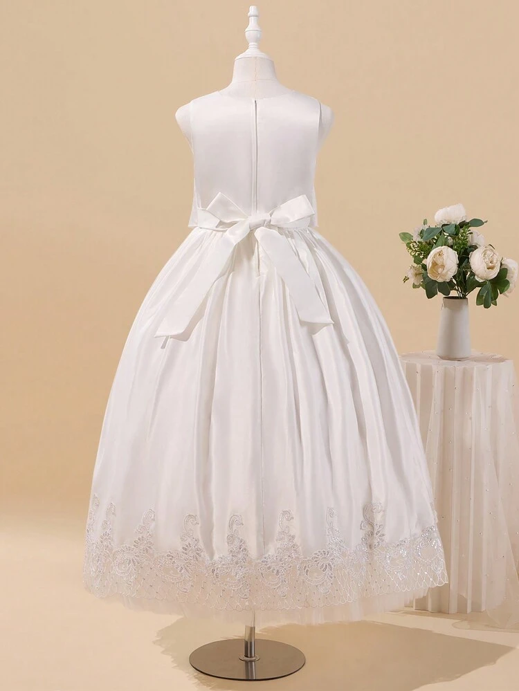 Premium Girl Beaded Flower Embellished Princess Gown For Weddings, Graduations, Birthday Parties - Teens & Youth