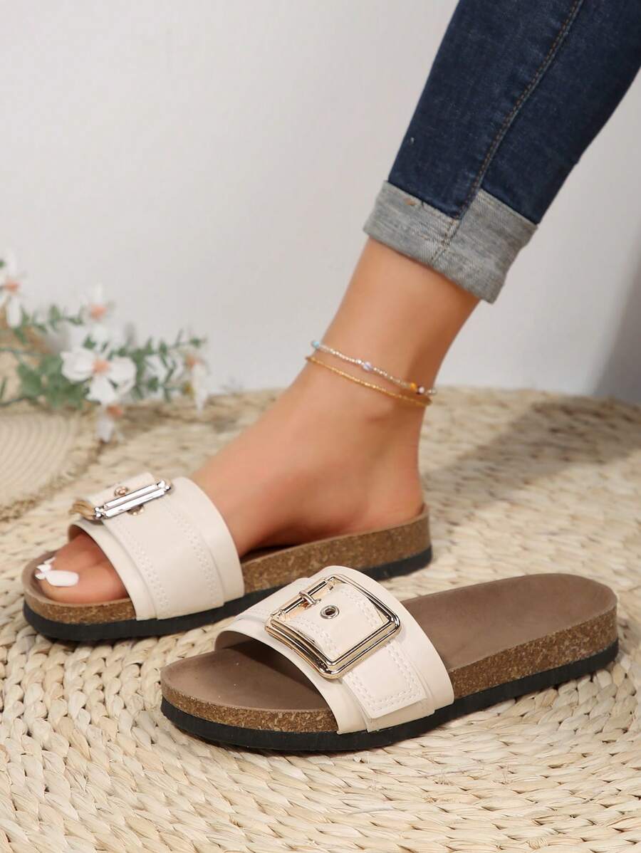 Sandal đế bần màu vàng thời trang mùa hè dành cho nữ, trang phục đi biển.