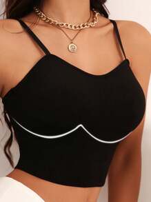 Women'S Four Seasons Basic Camisole Top With Built-In Bra - Black - View 2