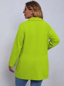 EMERY ROSE Bộ vest blazer đơn hàng thường ngày màu trơn cỡ lớn cài khuy đơn - màu xanh lá - Xem 2