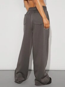 Denimoi Seam Raw Edge Wide Leg Sweatpants - Grey - View 2