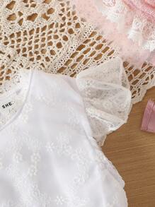 Hàng mới đến Đứa bé gái lưới ren Áo Với Tam giác Đồ lót Bộ - Hồng - Xem 7
