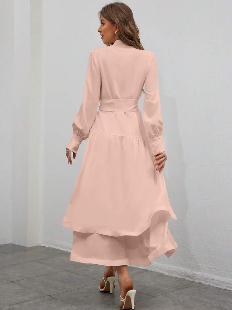 Women's Valentine's Day Multi-Layered Wrap Dress With 3d Ruffle Hem