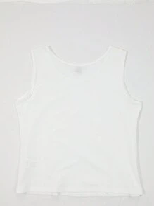 Calvaya Plus Size Women's Letter & Palm Tree Printed Round Neck Tank Top