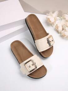 Sandal đế bần màu vàng thời trang mùa hè dành cho nữ, trang phục đi biển. - Màu be - Xem 4