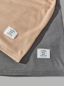 SHEIN 2入組青少年男孩休閒街頭風格字母印花圓領短袖針織t恤 - 彩色 - 查看 7