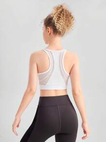 SHEIN Teen Girl Contrast Mesh Hollow Out Sports Tank Top