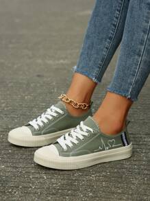 Fall/Winter 2024 New Style Women's Casual Sports Shoes, Green Low-Cut Sneakers For Women