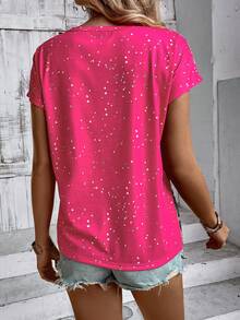 SHEIN LUNE Women's Leopard Print Short Sleeve T-Shirt - Multicolor - View 2