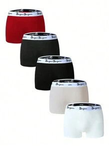 Notgurli 5PCS Men's 5 Letters Waistband Breathable Comfortable Cartoon Print Boxer Briefs - Multicolor - View 2