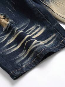 Tween Boy Fashionable Ripped Denim Shorts - Medium Wash - View 5