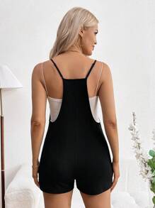 SHEIN Adjustable Maternity Suspender Overall Jumpsuit, Perfect For Summer - Black - View 2