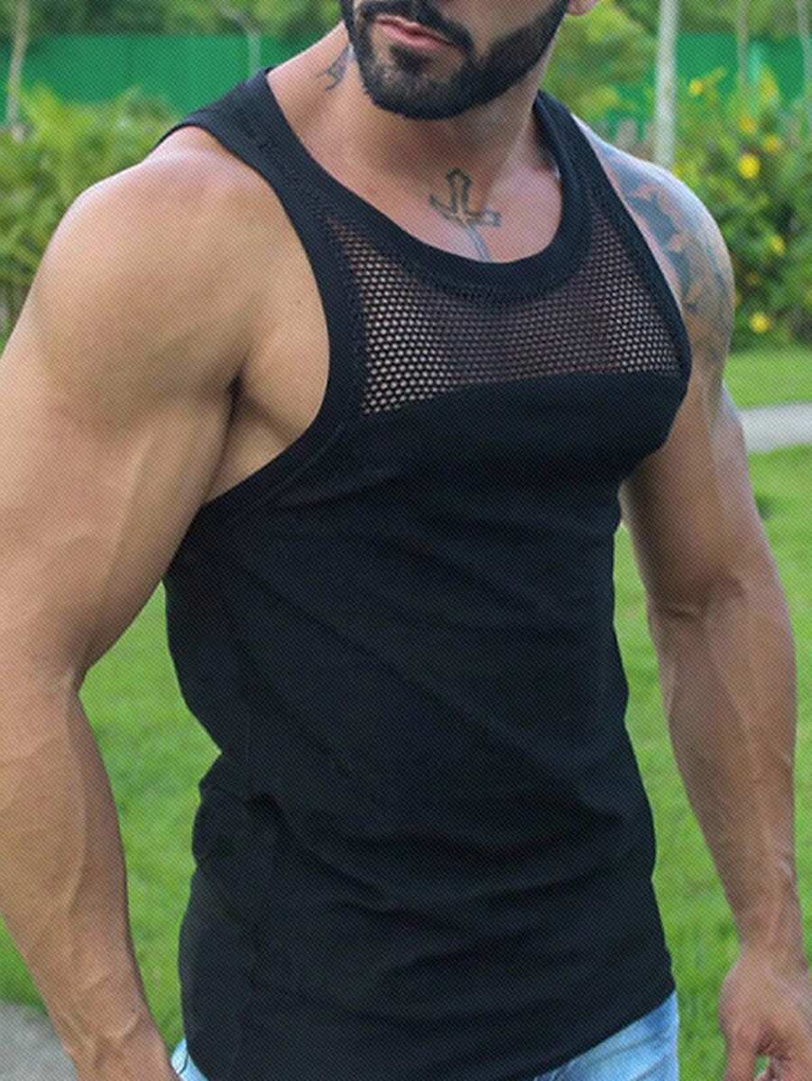 Manfinity RelaxMax Camiseta sin mangas para hombre con parche de malla ...