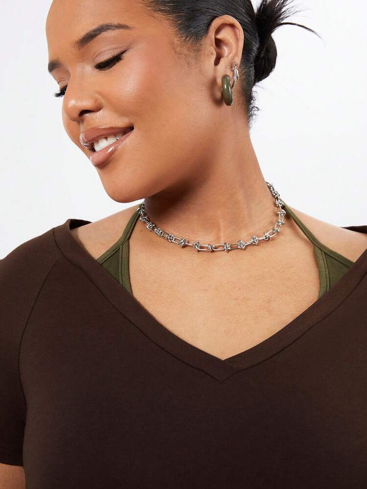 Plus Size Women's Slim Fit 2 In 1 T-Shirt