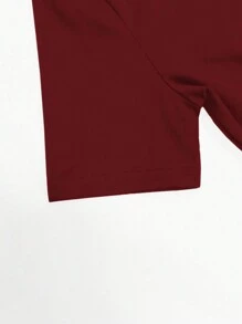 SHEIN 女士破損高開叉短袖連衣裙 - 紅色 - 查看 5