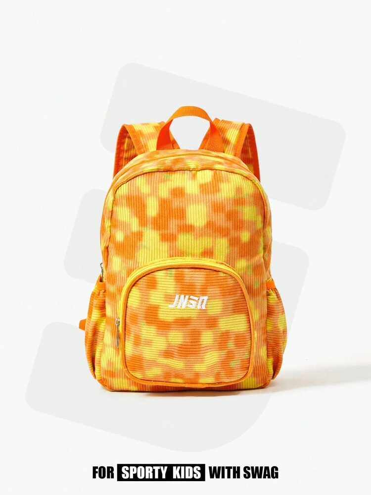 Solid Color Minimalist Corduroy Children's Backpack With Fashionable Color Blocking Design