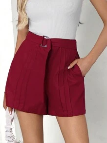 SHEIN Clasi Shorts Pour Femmes Épais De Couleur Unie, Coupe Slim - Fushia - Voir 5