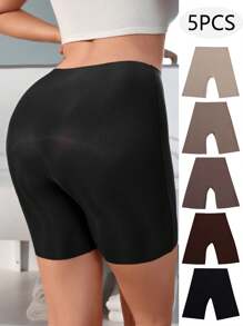 5pcs Solid Color No Traces Square Leg Seamless Panties - Multicolor - View 2