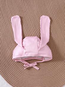 Baby Girl Simple & Cute Rabbit Printed Long Sleeve Romper, 2pcs/Set Home Clothes - Multicolor - View 5