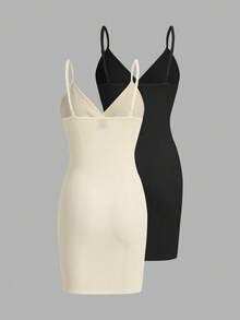 SHEIN Privé 2 Pcs Women'S Textured Wrapped Design Dress - Multicolor - View 2