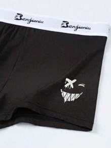 Notgurli 5PCS Men's 5 Letters Waistband Breathable Comfortable Cartoon Print Boxer Briefs - Multicolor - View 4