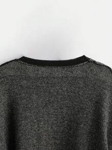 ROMWE Hippie 冬季大码圆领毛衣 - 黑色 - 查看 5