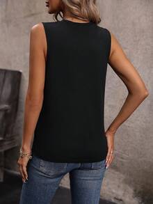 SHEIN LUNE Lỏng lẻo phù hợp Giải trí Áo ba lỗ Với Rùa In - màu đen - Xem 2