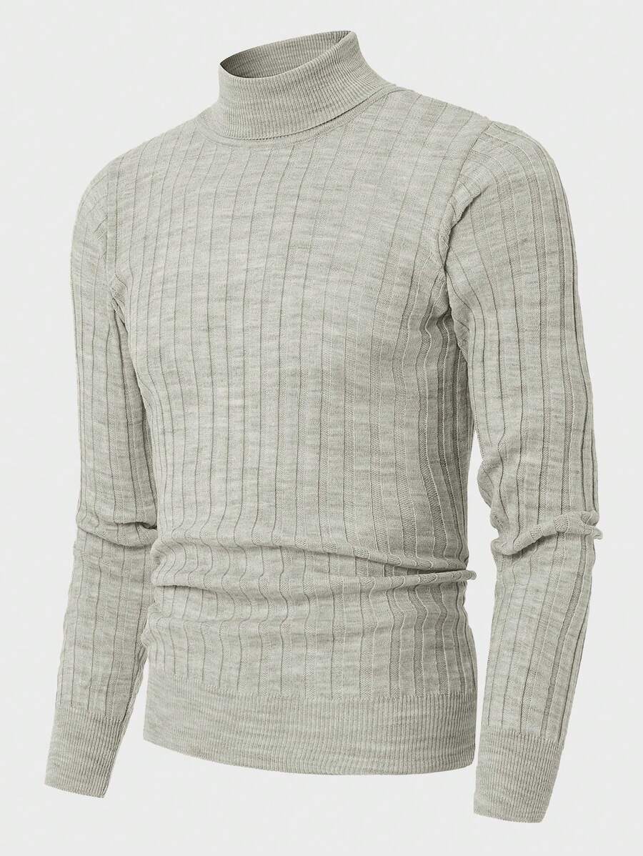 RueChic Pulover Slim Fit pentru bărbați, cu gât țesut, cu detaliu cu nervuri