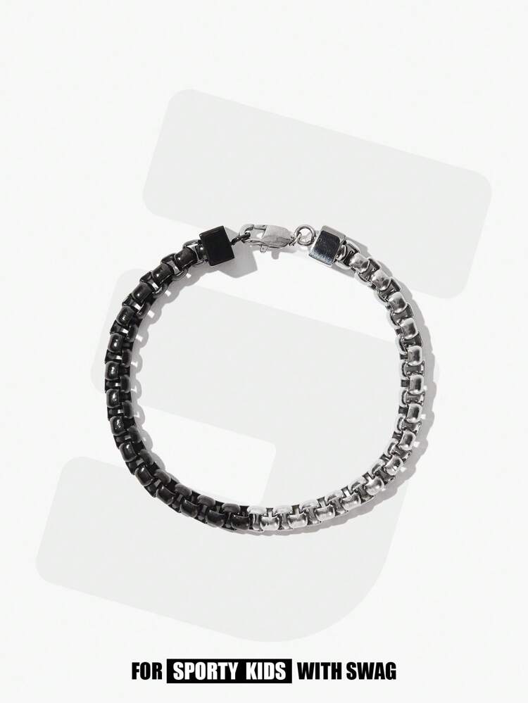 1pc Fashionable Stainless Steel Asymmetrical Chain Bracelet For Girls, Charm Exquisite Jewelry Gift