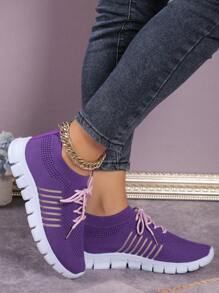 Women's Outdoor Running Shoes With Front Lace, Fashionable & Comfortable Minimalist Design Sports Shoes