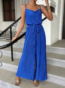 Firerie Solid Textural Mock Neck Wide Leg Jumpsuit