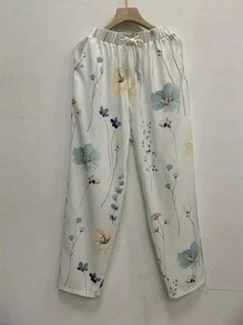 Plus Women's Drawstring Printed Harem Pants