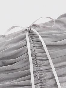 SHEIN MOD Women's Pleated Double-Layered Skirt With Ruffle Hem, Soft And Graceful