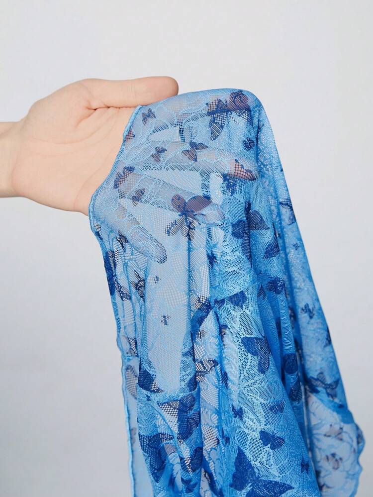 Butterfly & Lace Patchwork Semi-Sheer Sweet & Cool Strap Top For Women