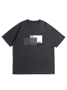 Men's Letter Printed Short Sleeve T-shirt - Light Grey - View 3