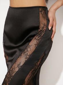 Hauture 拼接蕾絲人魚鱗紋裙 - 黑色 - 查看 7