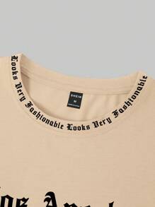 Manfinity Roghcode Solid Color English Letter Printed Short-Sleeved Round Neck T-Shirt, Suitable For Daily Wear, Going Out, Leisure, Sports, School, Travel, Family Gatherings And Other Occasions. Can Be Worn By Both Men And Women, Short-Sleeved T-Shirt, Summer T-Shirt. Multiple T-Shirts Can Be Given As Gifts To Family Members.