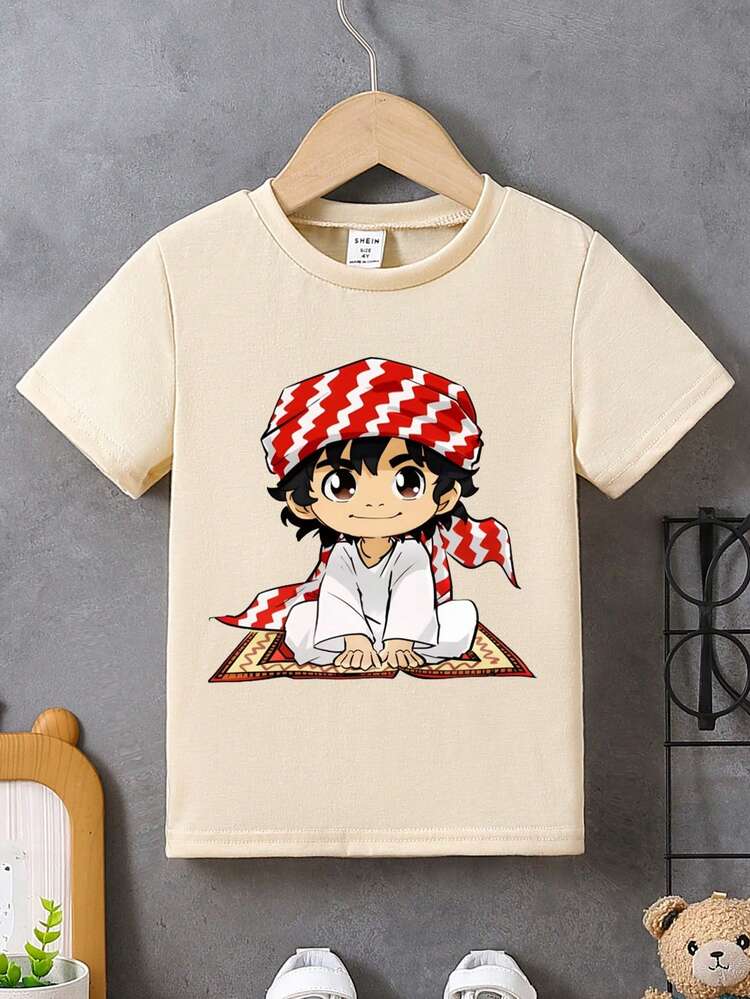 Young Boy Portrait Print Short Sleeve Crewneck T-Shirt