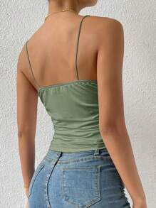 SHEIN Clasi Women's Solid Color  Camisole - Olive Green - View 2