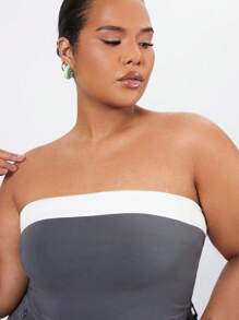 Forever 21 Plus Size Women's Color Block Strapless Top - Dark Grey - View 4