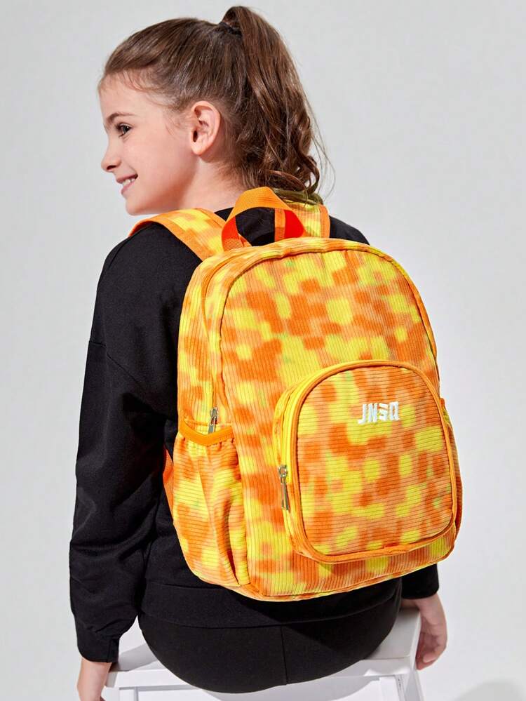 Solid Color Minimalist Corduroy Children's Backpack With Fashionable Color Blocking Design