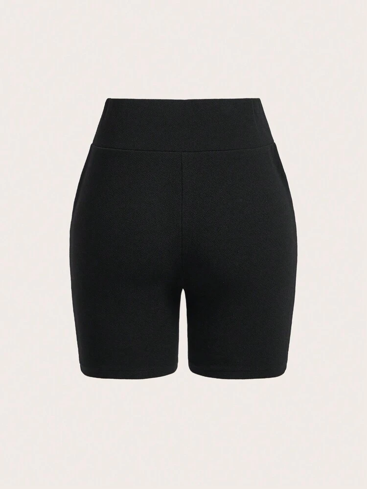 Women's High Waist Zipper Detail Bodycon Shorts