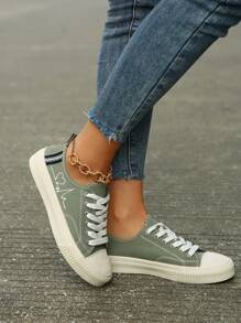 Fall/Winter 2024 New Style Women's Casual Sports Shoes, Green Low-Cut Sneakers For Women