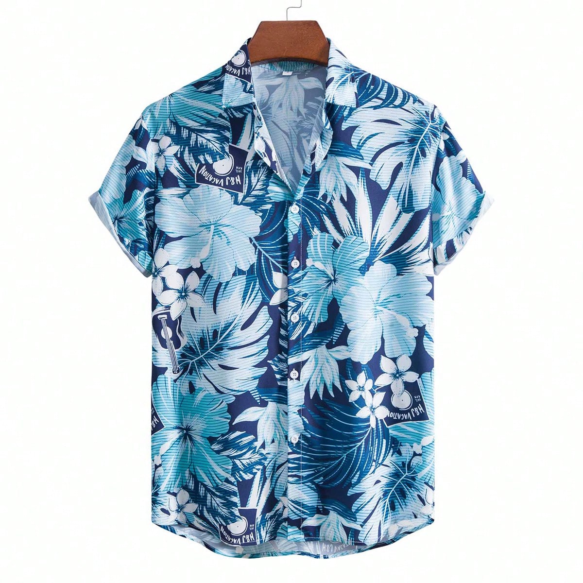 Camisa de manga corta con botones y estampado floral para hombre