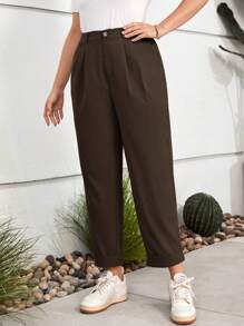 SHEIN LUNE Plus Fold Pleated Pants